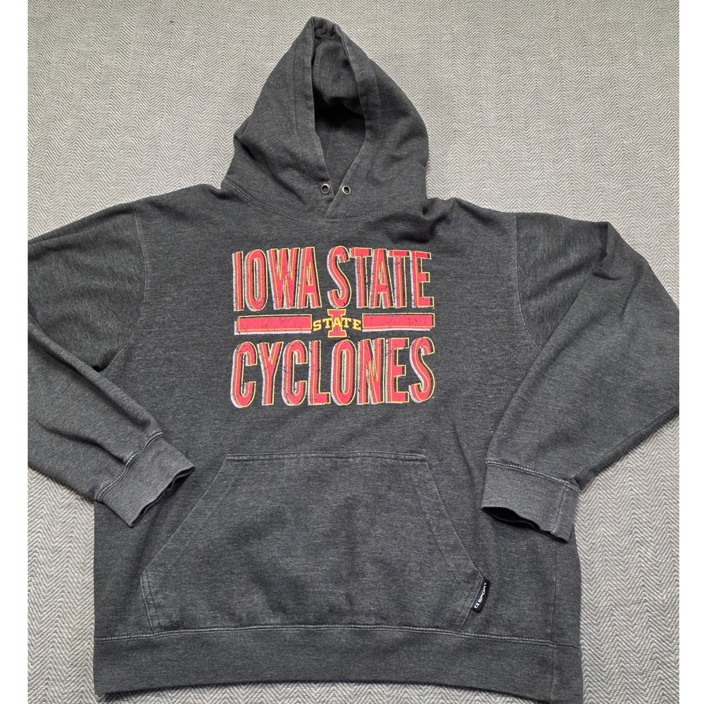 CI Sport Iowa State Cyclones‎ Hoodie Charcoal Gray Distressed Graphic Sweatshirt